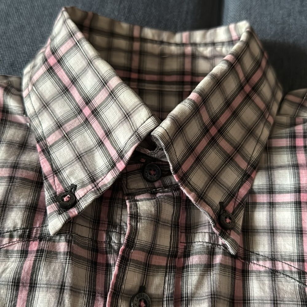 Burberry Woman’s Black Label Japan Long Sleeve Blouse Plaid w/Metallic Thread. - Picture 3 of 10